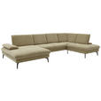 WOHNLANDSCHAFT in Webstoff Beige  - Beige/Schwarz, Design, Textil/Metall (157/354/208cm) - Dieter Knoll