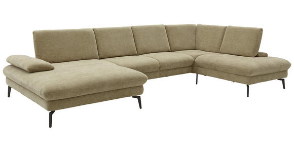 WOHNLANDSCHAFT in Webstoff Beige - Beige/Schwarz, Design, Textil/Metall (157/354/208cm) - Dieter Knoll