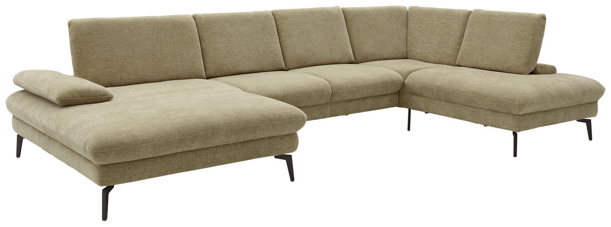 WOHNLANDSCHAFT in Webstoff Beige  - Beige/Schwarz, Design, Textil/Metall (157/354/208cm) - Dieter Knoll