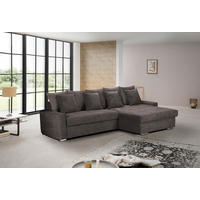 ECKSOFA in Mikrofaser Dunkelbraun  293/164 cm  - Dunkelbraun/Silberfarben, MODERN, Holz/Textil (293/164cm) - MID.YOU