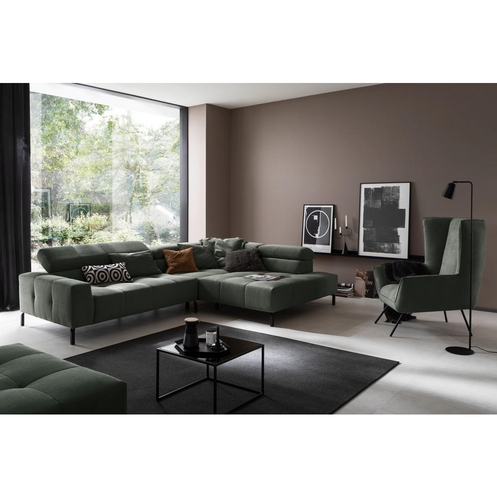 Thumbnail - Hom`in Ecksofa, Olivgrün, Textil, 4-5-Sitzer, Ottomane rechts, L-Form, 311x219 cm, Blauer Engel, Goldenes M, Oeko-Tex® S...