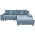 ECKSOFA Blau Flachgewebe  - Blau/Silberfarben, KONVENTIONELL, Holz/Textil (273/192cm) - Carryhome