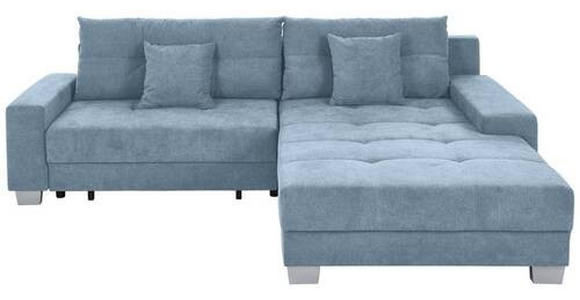 ECKSOFA Blau Flachgewebe  - Blau/Silberfarben, KONVENTIONELL, Holz/Textil (273/192cm) - Carryhome