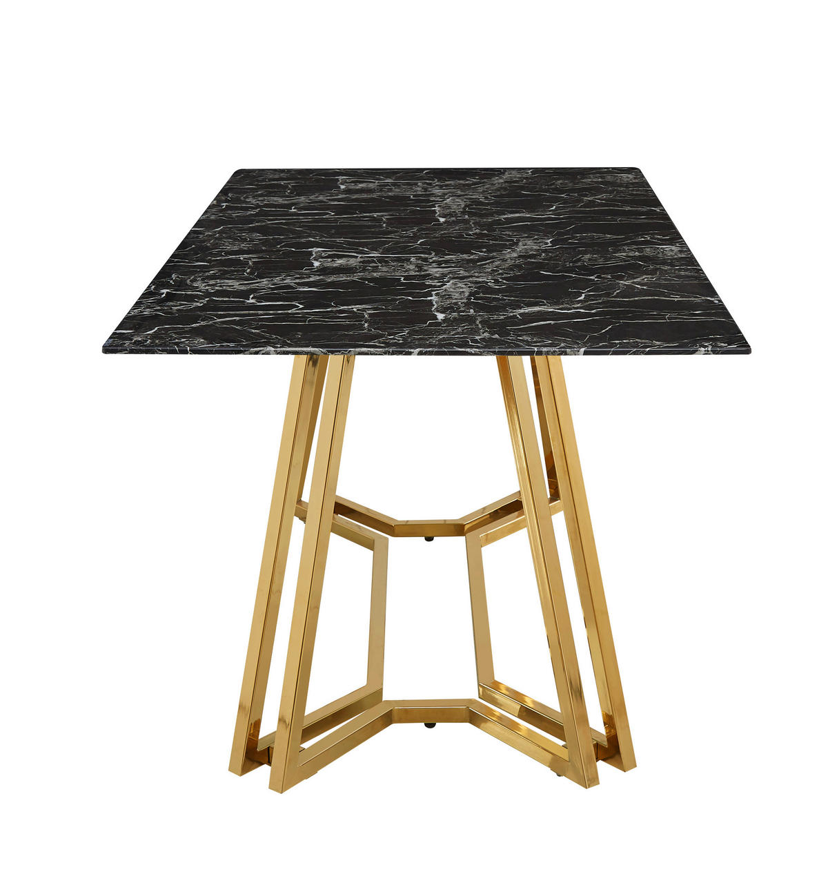 ESSTISCH in Glas 160/90/76 cm  - Goldfarben/Schwarz, MODERN, Glas/Metall (160/90/76cm) - Livetastic