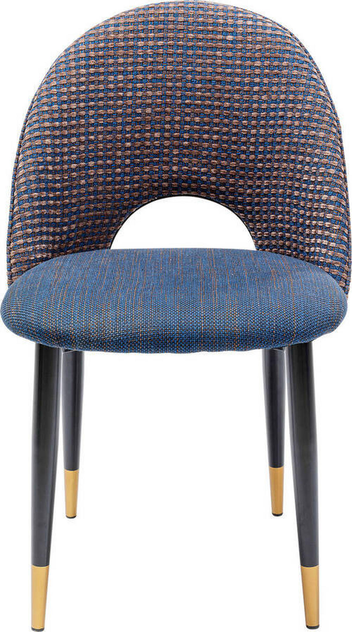 STUHL Webstoff Blau, Schwarz, Goldfarben  - Blau/Goldfarben, Design, Textil/Metall (49/84/54cm) - Kare-Design