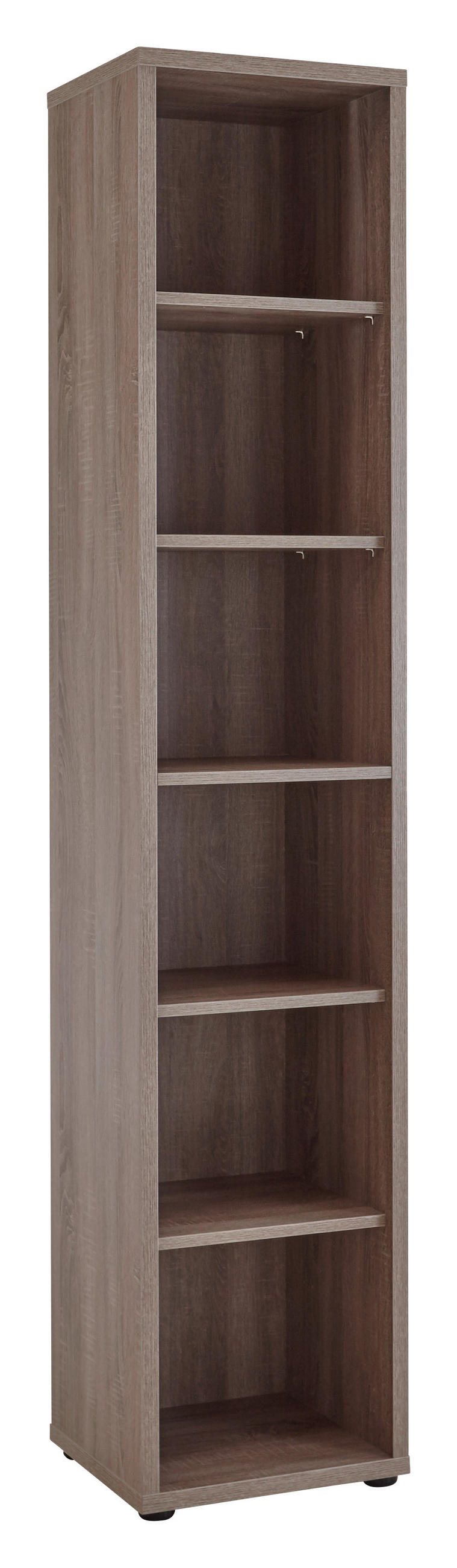 REGÁL NA ŠANÓNY, farba hľuzovkového duba, 43,9/215,2/40 cm - čierna/farba hľuzovkového duba, Design, kompozitné drevo/plast (43,9/215,2/40cm) - Voleo
