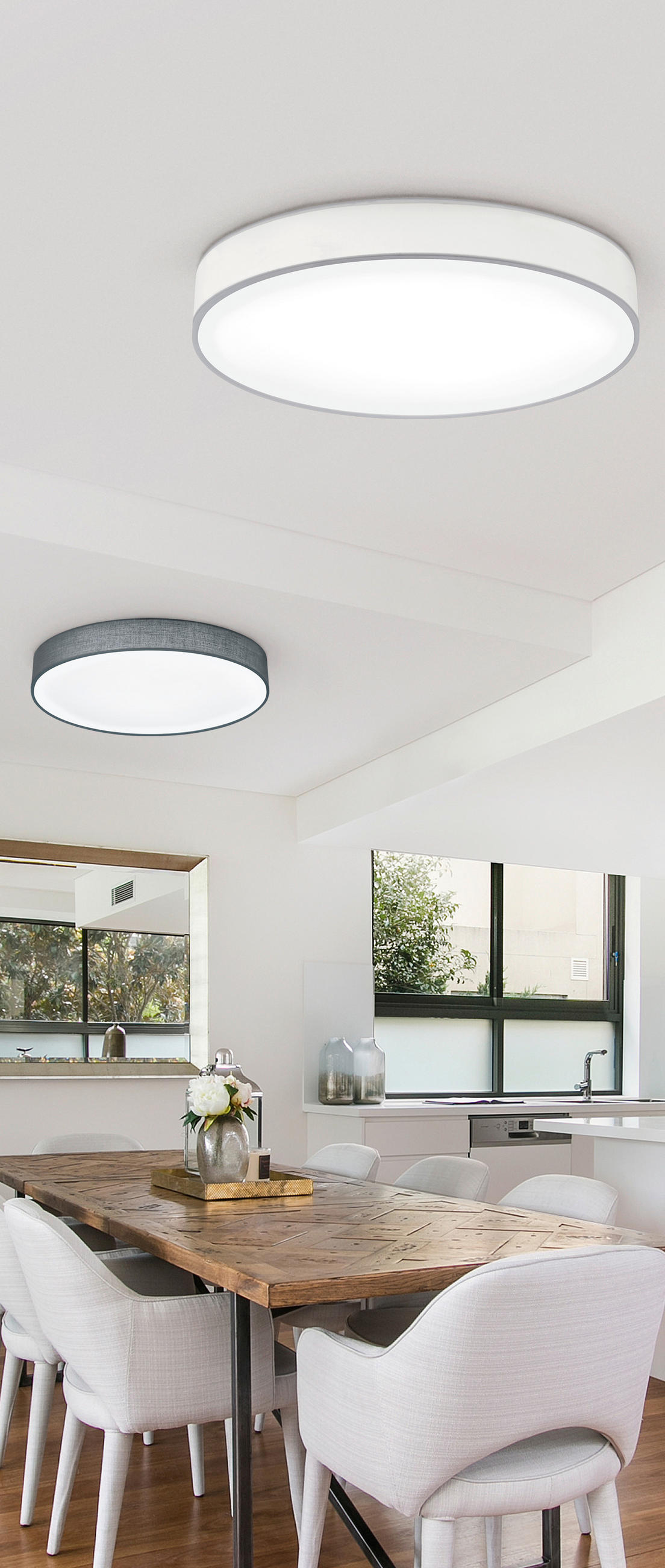 LED-DECKENLEUCHTE  60/10 cm    - Weiss, Basics, Textil (60/10cm) - Trio Leuchten