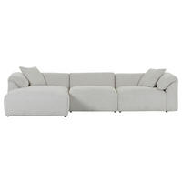 HÖRNSOFFA i chenille cremefärgad  - svart/cremefärgad, Modern, textil/plast (180/323cm) - MID.YOU