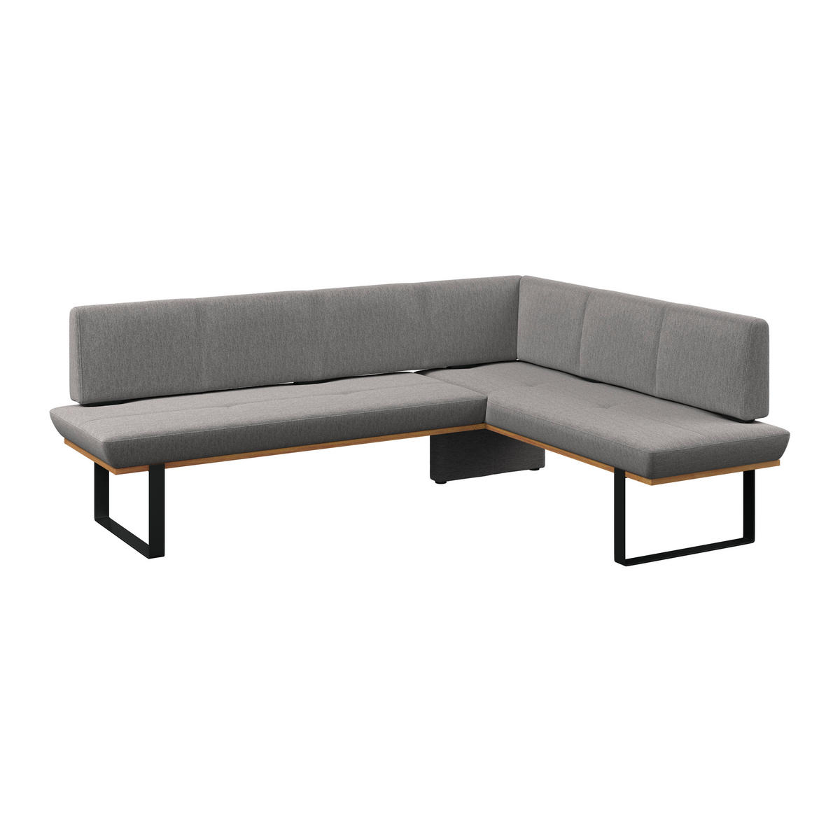 ECKBANK 225/175 cm Webstoff Grau Eiche vollmassiv   - Schwarz/Grau, MODERN, Holz/Textil (225/175cm) - Livetastic
