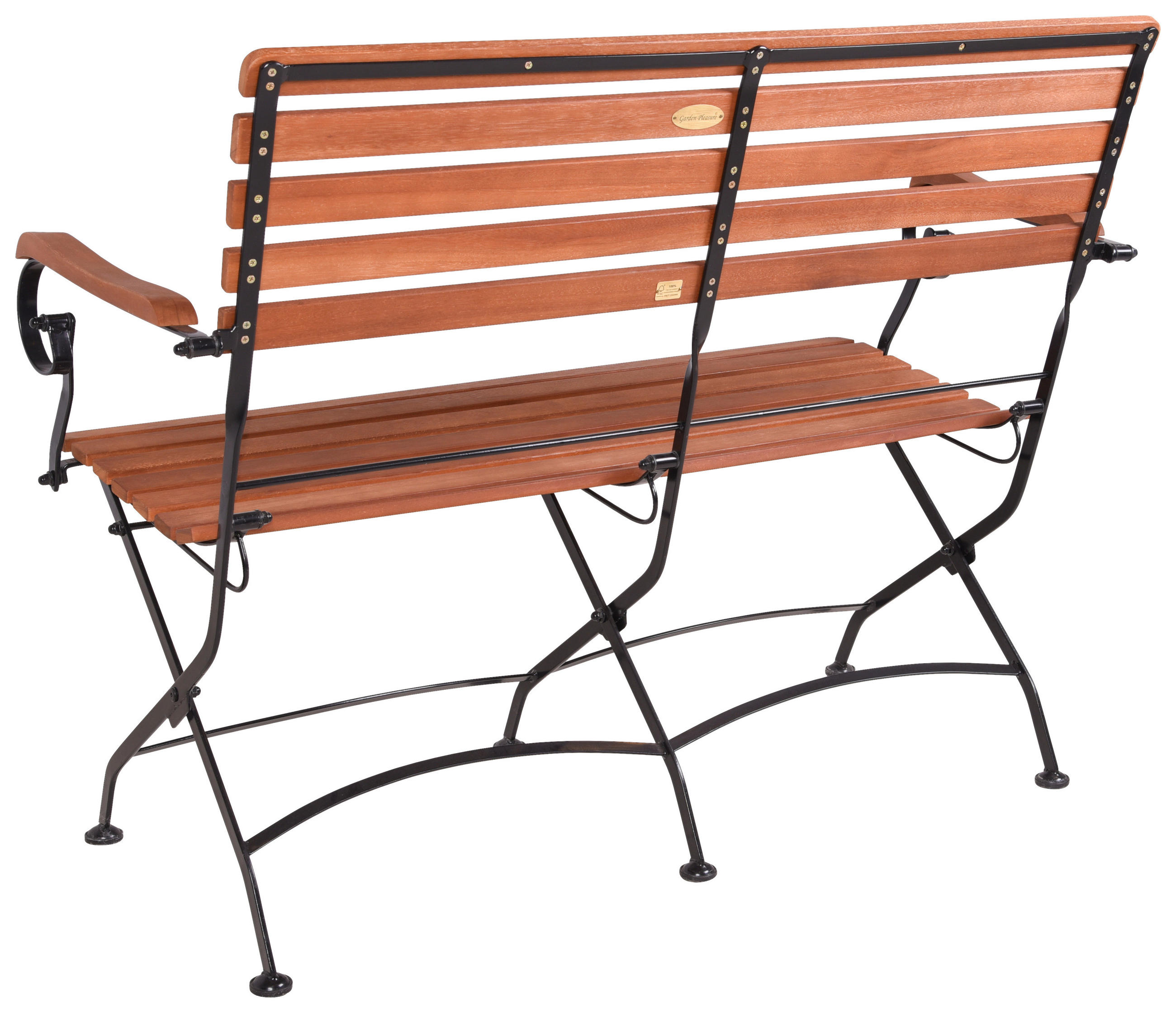GARTENBANK 116/89/58 cm Eukalyptusholz  Stahl  - Schwarz/Braun, MODERN, Holz/Metall (116/89/58cm) - Gardenson
