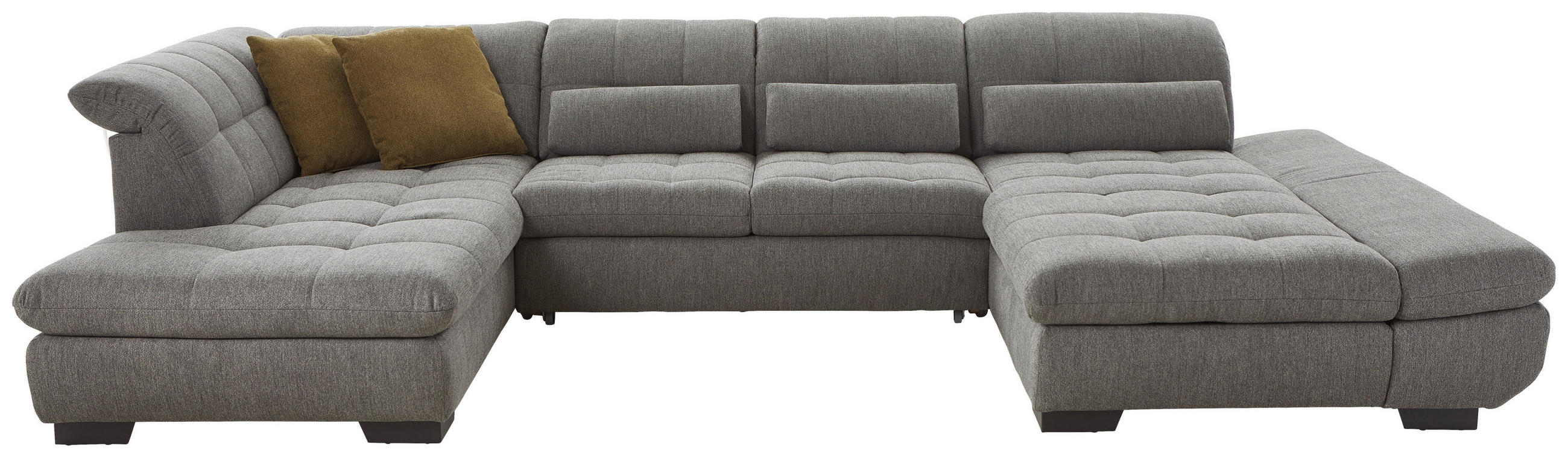 WOHNLANDSCHAFT Blau, Grau Mikrofaser  - Blau/Schwarz, Design, Textil/Metall (204/350/211cm) - Xora