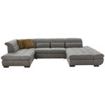 WOHNLANDSCHAFT Blau, Grau Mikrofaser  - Blau/Schwarz, Design, Textil/Metall (204/350/211cm) - Xora