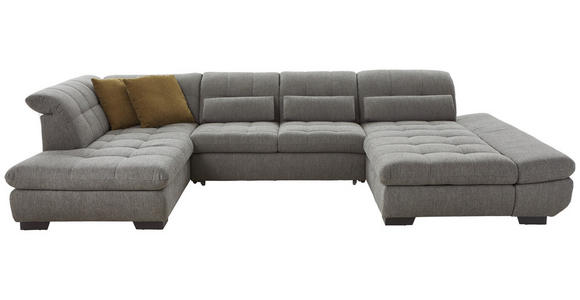 WOHNLANDSCHAFT Blau, Grau Mikrofaser  - Blau/Schwarz, Design, Textil/Metall (204/350/211cm) - Xora