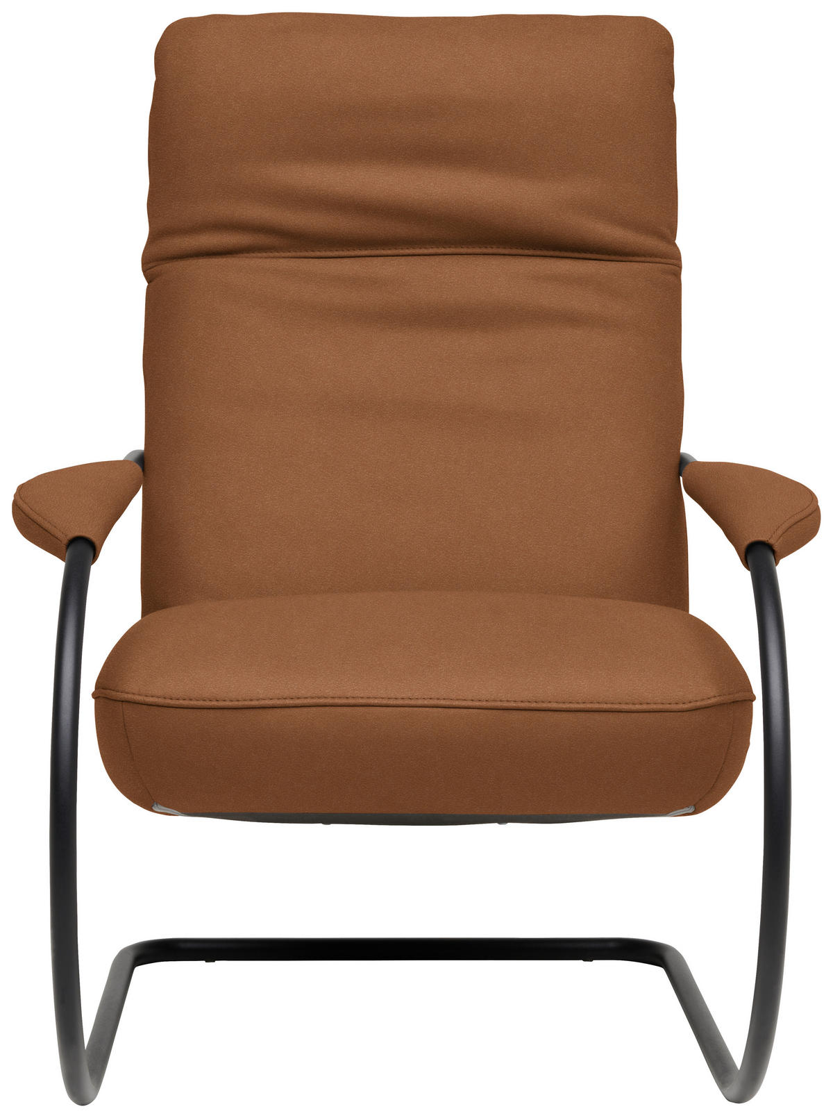SESSEL in Echtleder Cognac  - Cognac/Schwarz, Design, Leder/Metall (80/104/99cm) - Koinor