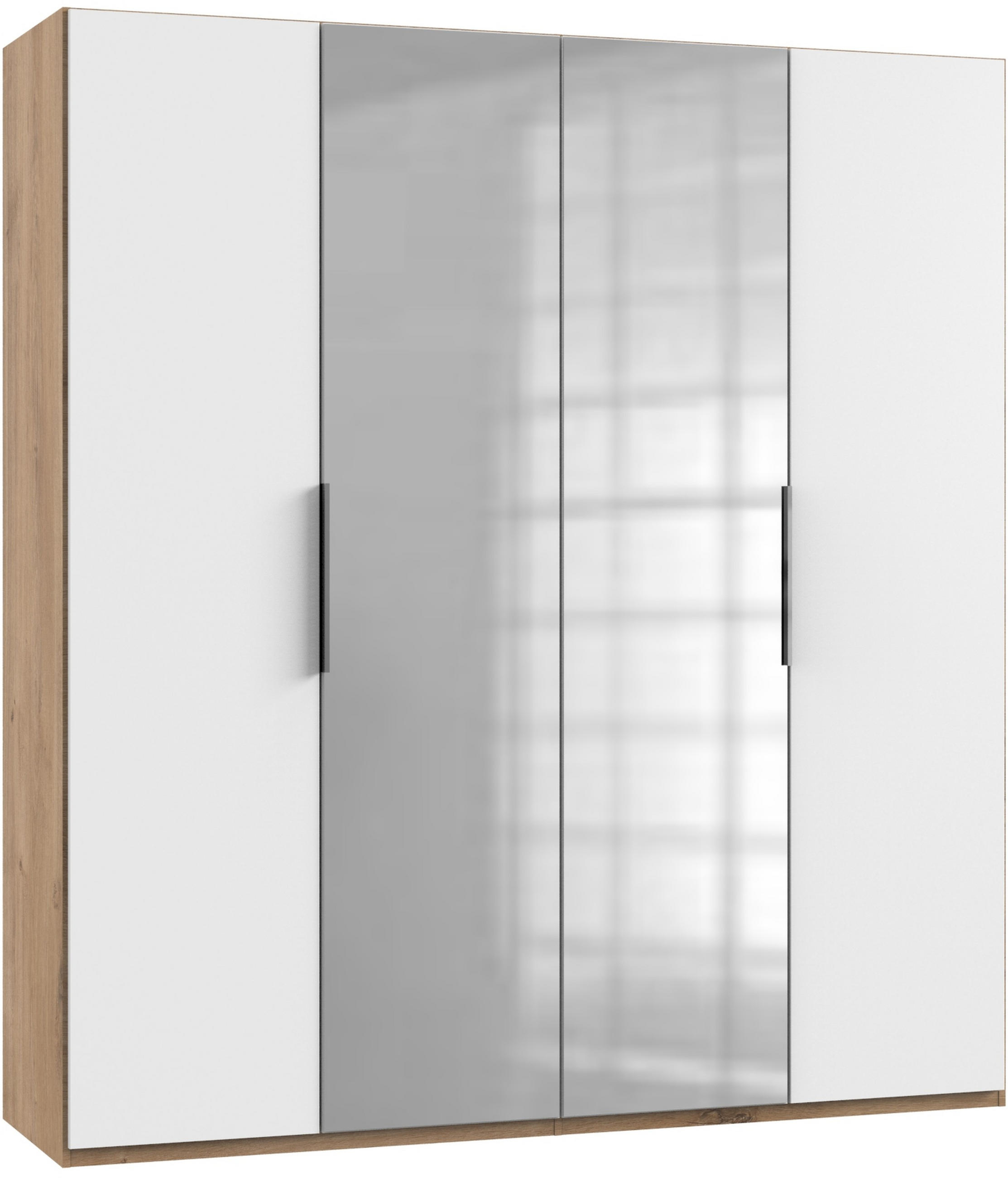 DREHTÜRENSCHRANK in Weiss, Eichefarben  - Chromfarben/Weiss, Modern, Holzwerkstoff (200/216/58cm) - MID.YOU