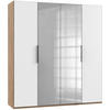 DREHTÜRENSCHRANK in Weiss, Eichefarben  - Chromfarben/Weiss, Modern, Holzwerkstoff (200/216/58cm) - MID.YOU