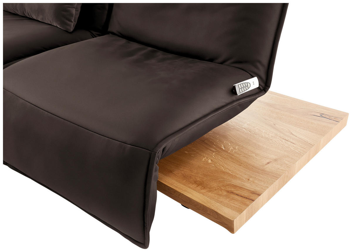 2-SITZER-SOFA in Leder Braun  - Eichefarben/Schwarz, Natur, Leder/Holz (240/63/115cm) - Koinor