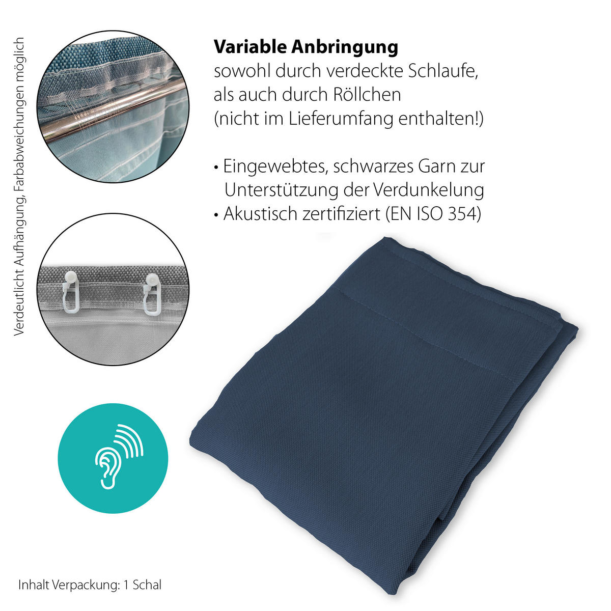 WÄRMESCHUTZVORHANG MILTON Verdunkelung 140/245 cm   - Dunkelblau, Basics, Textil (140/245cm)