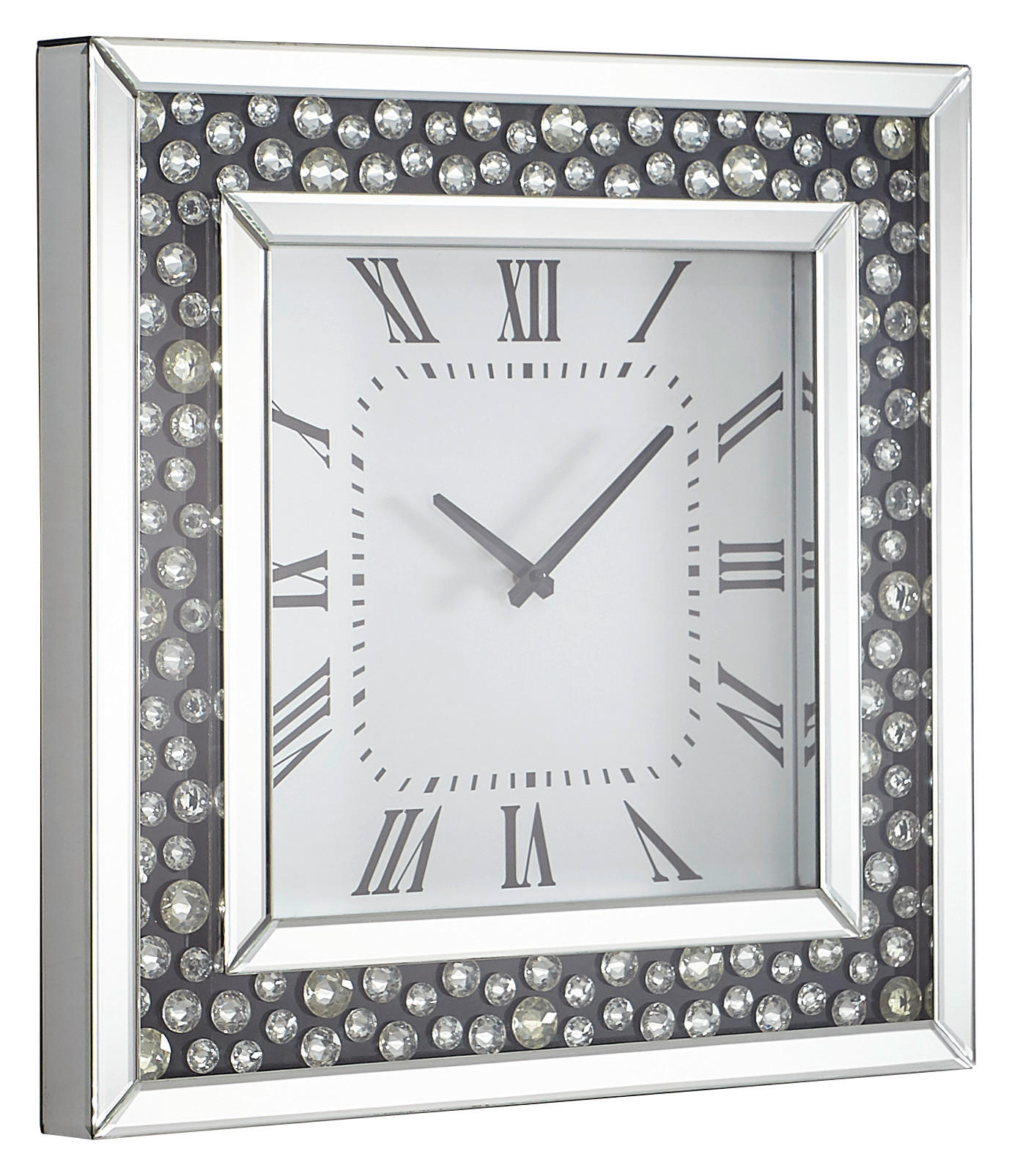 ZIDNI SAT   50/5/50 cm       - srebrna/crna, Dizajnerski, staklo/pločasti materijal (50/5/50cm) - Xora