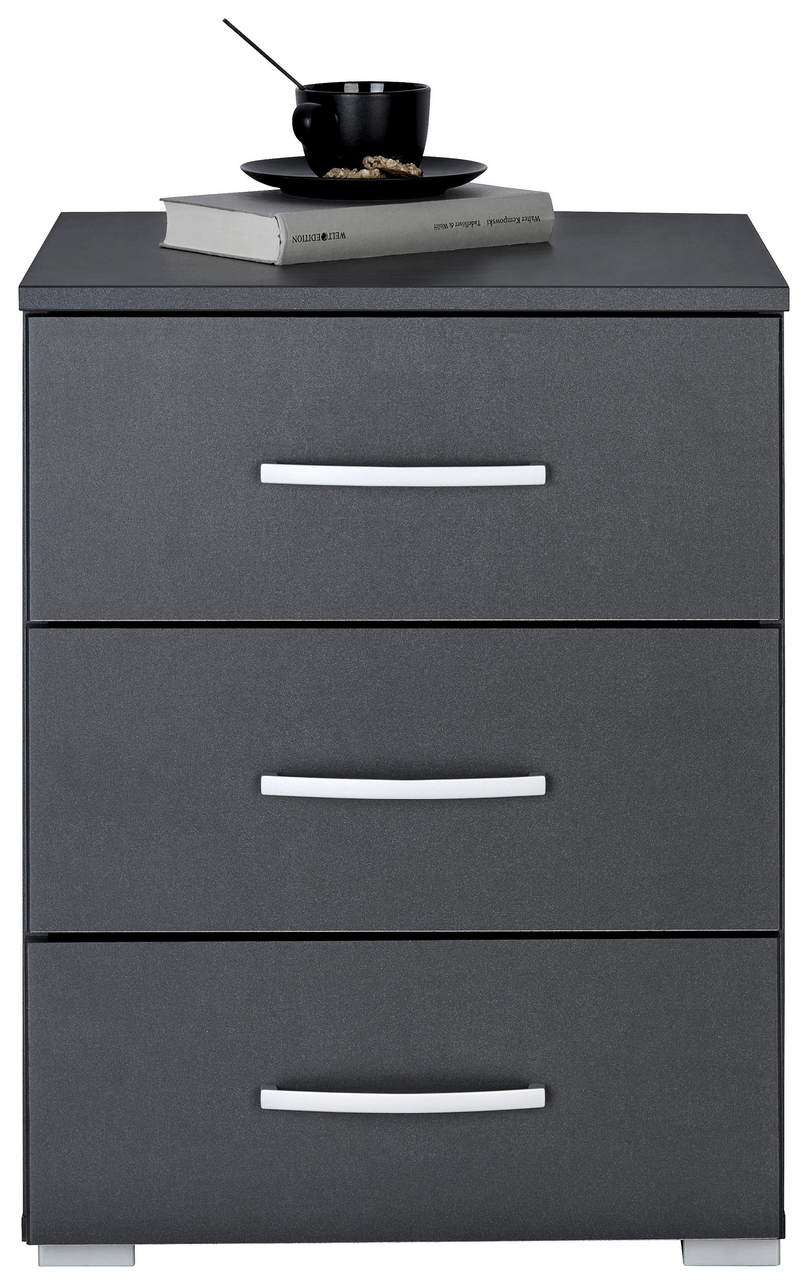 NACHTKÄSTCHEN 47/62/42 cm  in Grau  - Alufarben/Grau, KONVENTIONELL, Holzwerkstoff/Kunststoff (47/62/42cm) - Stylife
