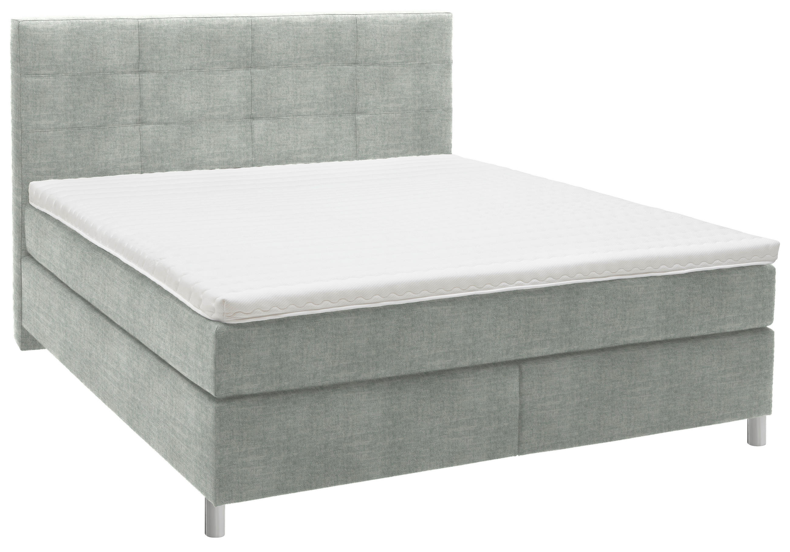 BOXSPRINGBETT 160/200 cm  in Hellgrau  - Chromfarben/Hellgrau, KONVENTIONELL, Kunststoff/Textil (160/200cm) - Voleo