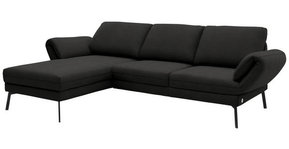 ECKSOFA  in Flachgewebe Anthrazit  175-224/255-365 cm  - Anthrazit/Schwarz, Design, Textil/Metall (175-224/255-365cm) - Dieter Knoll
