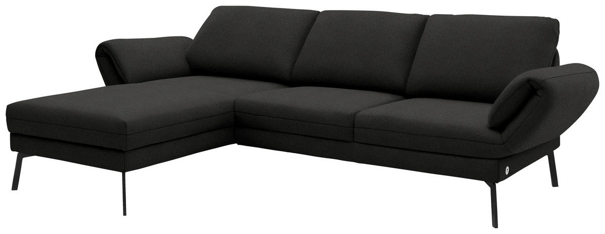 ECKSOFA  in Flachgewebe Anthrazit  175-224/255-365 cm  - Anthrazit/Schwarz, Design, Textil/Metall (175-224/255-365cm) - Dieter Knoll