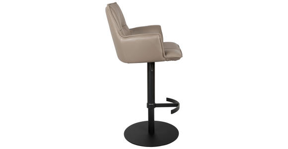 BARHOCKER in Metall, Leder Schwarz, Taupe  - Taupe/Schwarz, Design, Leder/Metall (56/90-115/56cm) - Novel