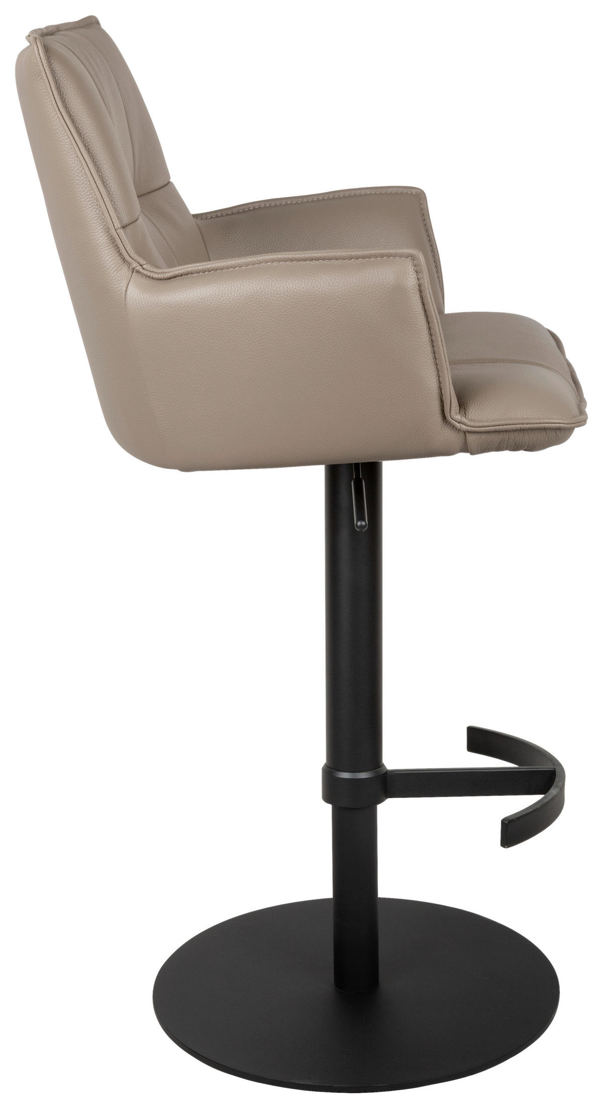 BARHOCKERMetall, Leder Schwarz, Taupe  - Taupe/Schwarz, Design, Leder/Metall (56/89.5~115/56cm) - Novel