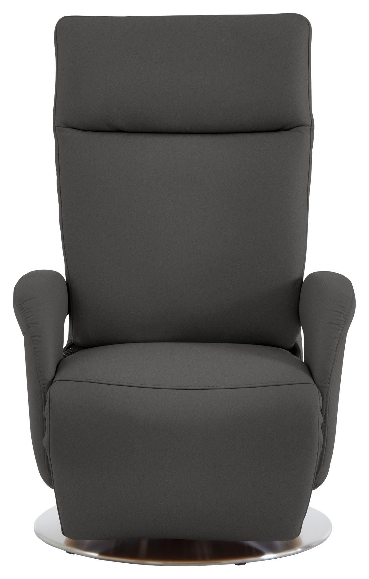 RELAXSESSEL in Leder Grau  - Edelstahlfarben/Grau, Design, Leder/Metall (70/108/80cm) - Cantus