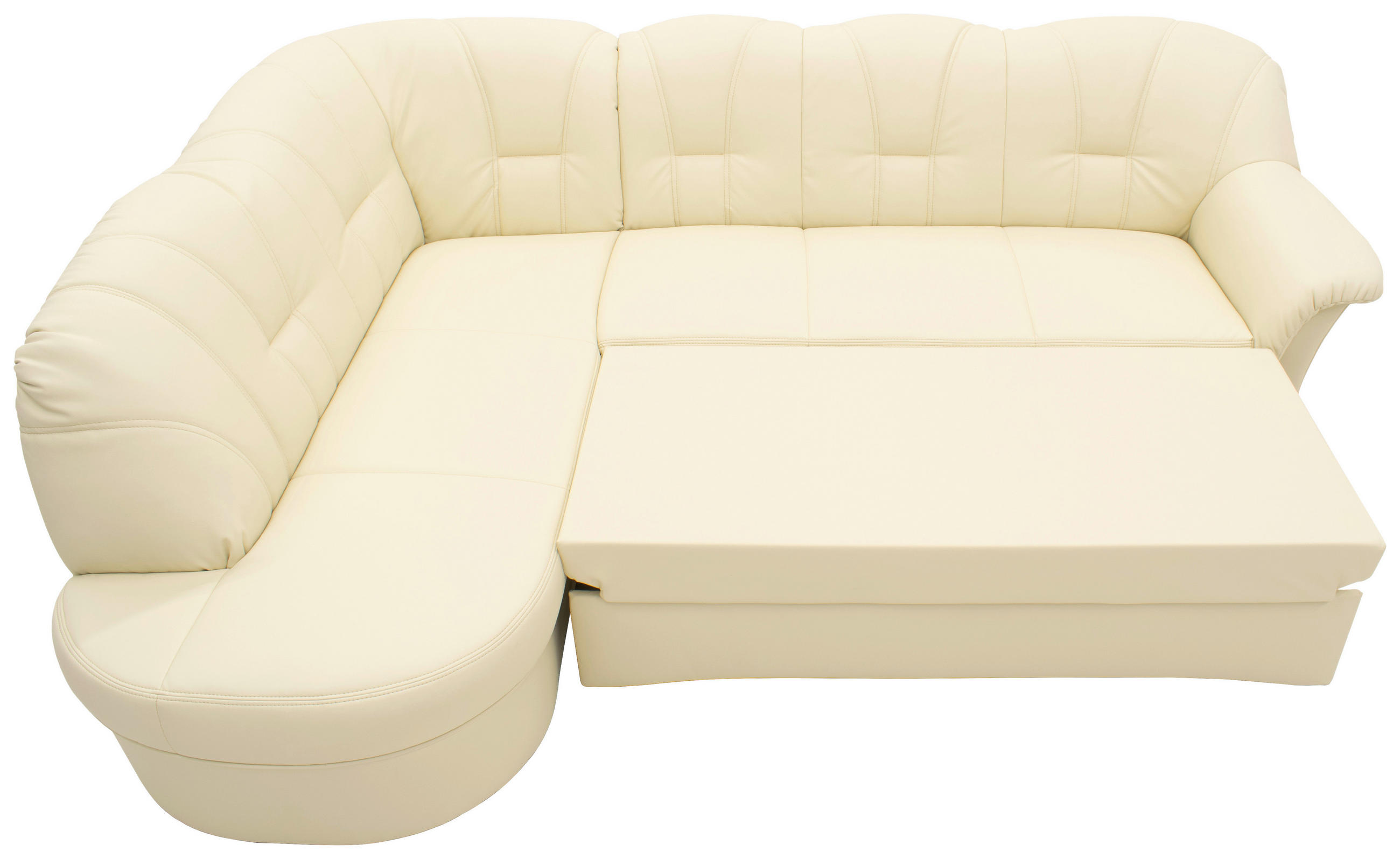 ECKSCHLAFSOFA Beige Lederlook  - Beige/Schwarz, KONVENTIONELL, Kunststoff/Textil (180/243cm) - MID.YOU