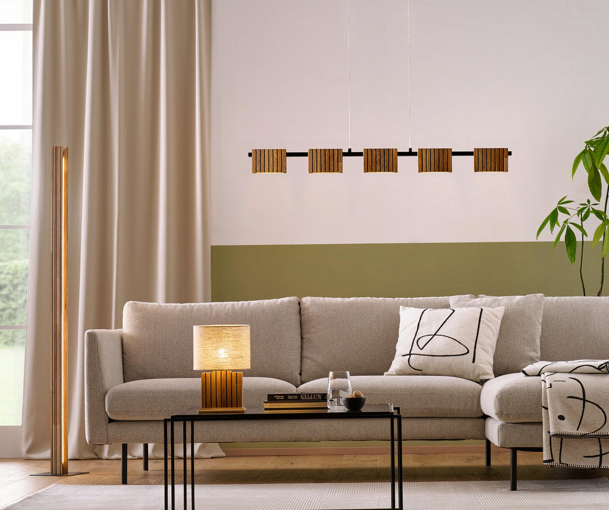 LED-HÄNGELEUCHTE 100/10/150 cm  - Schwarz, Natur, Holz/Metall (100/10/150cm) - Waldwelt