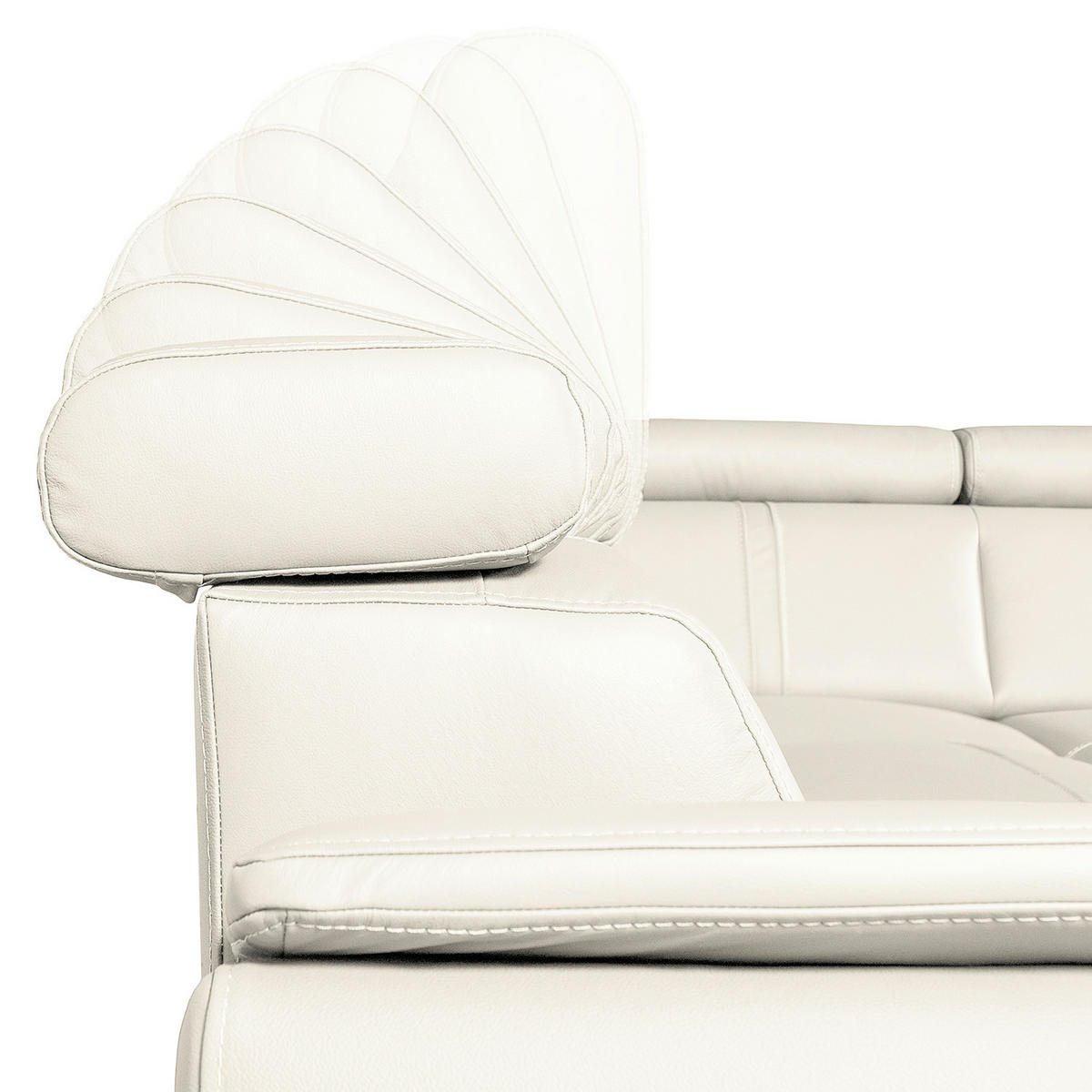 ECKSOFA Weiß Echtleder  - Wengefarben/Weiß, Design, Leder/Holz (265/211cm) - Livetastic