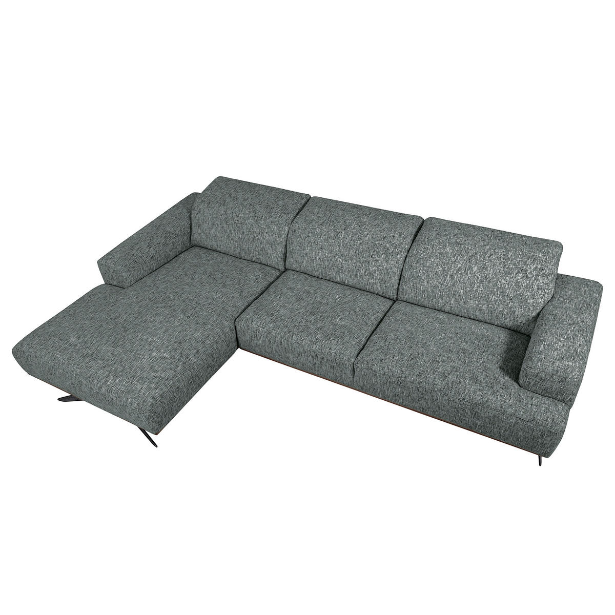 ECKSOFA PORTLAND Anthrazit Struktur Kopfteilverstellung  - Dunkelbraun/Anthrazit, Design, Holz/Textil (187/295cm) - Livetastic