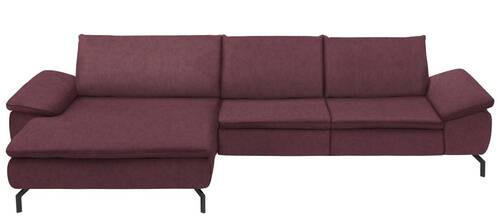 ECKSOFA Weinrot Mikrofaser  - Weinrot/Schwarz, Design, Textil/Metall (181/341cm) - Dieter Knoll