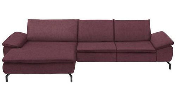 ECKSOFA Weinrot Mikrofaser  - Weinrot/Schwarz, Design, Textil/Metall (181/341cm) - Dieter Knoll