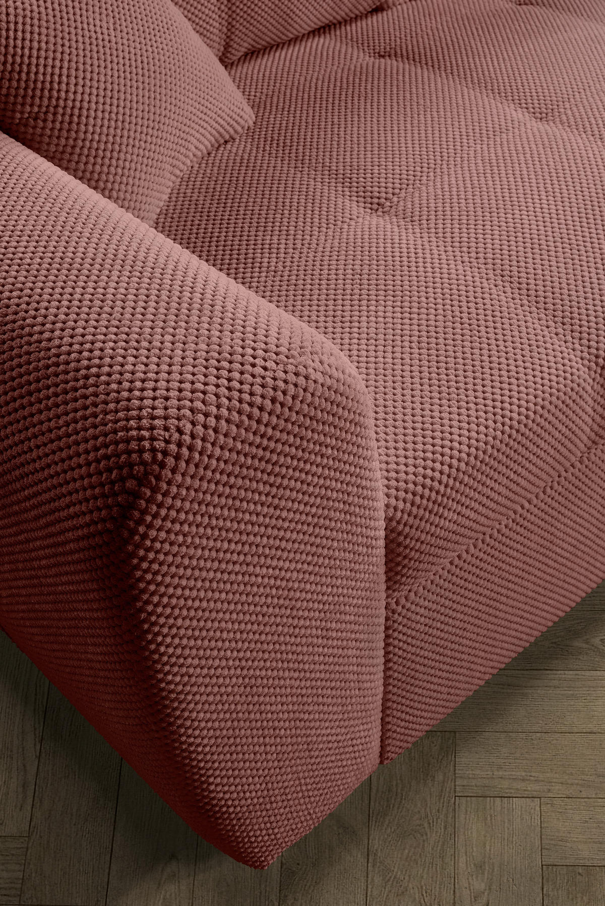 ECKSOFA Altrosa Plüsch  - Schwarz/Altrosa, KONVENTIONELL, Kunststoff/Textil (249/175cm) - Carryhome