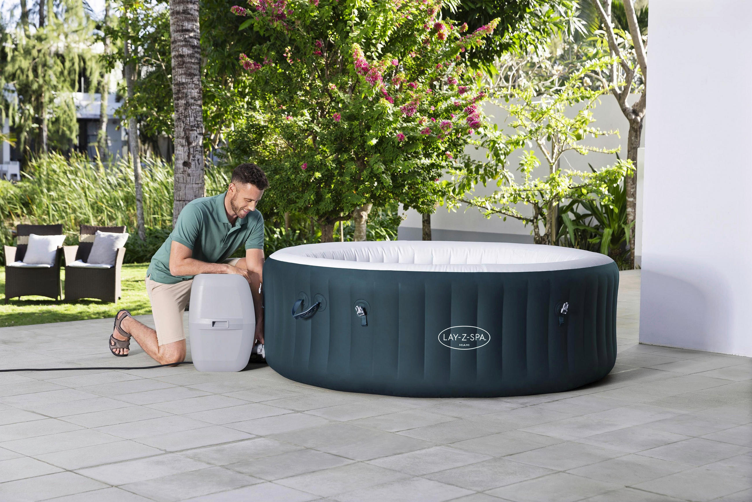 WHIRLPOOL MIAMI 60001 MIAMI AIRJET 196/66 cm  - Dunkelblau, KONVENTIONELL, Kunststoff/Metall (196/66cm) - Bestway