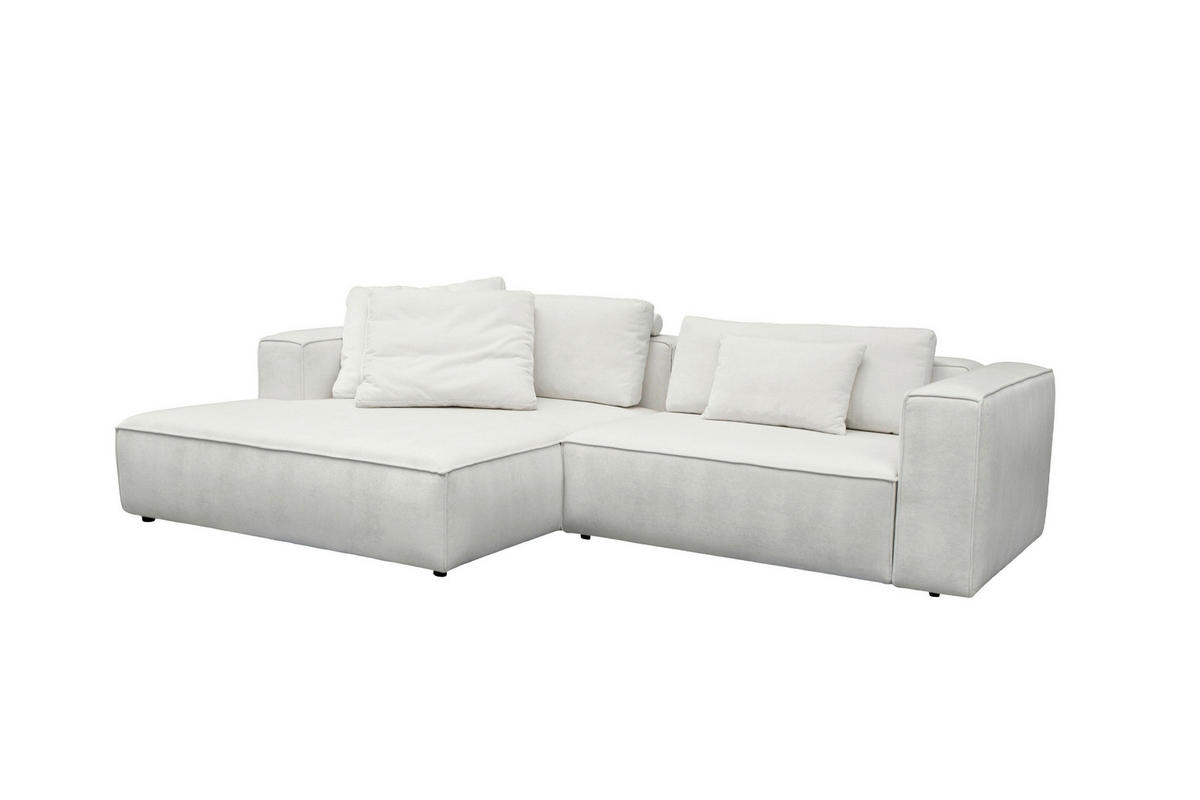 ECKSOFA Weiß Chenille Rücken echt  - Schwarz/Weiß, MODERN, Kunststoff/Textil (185/296cm) - Hom`in