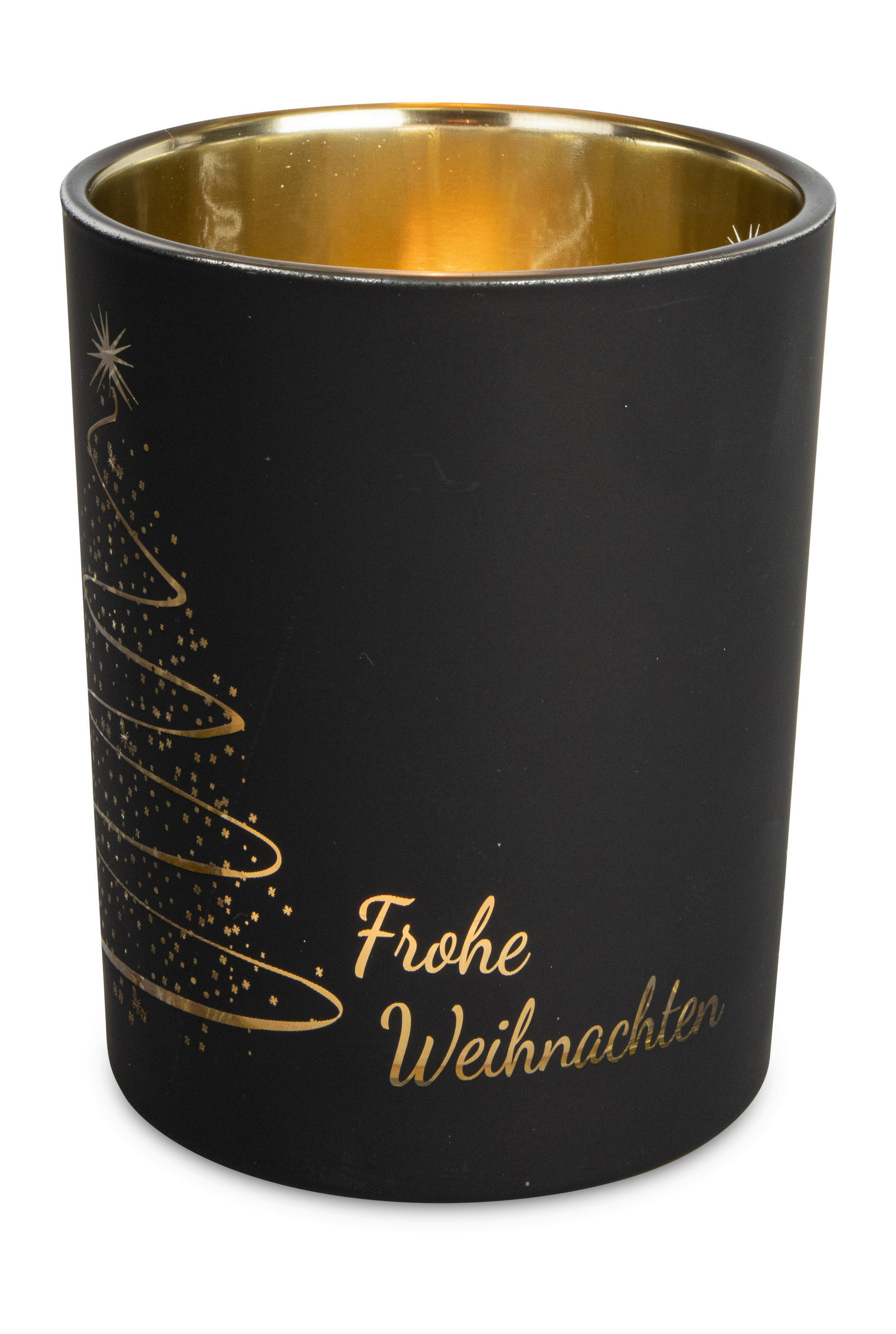 TEELICHTGLAS  - Schwarz, Basics, Glas (10/12cm) - X-Mas