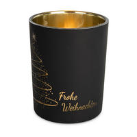 TEELICHTGLAS  - Schwarz, Basics, Glas (10/12cm) - X-Mas