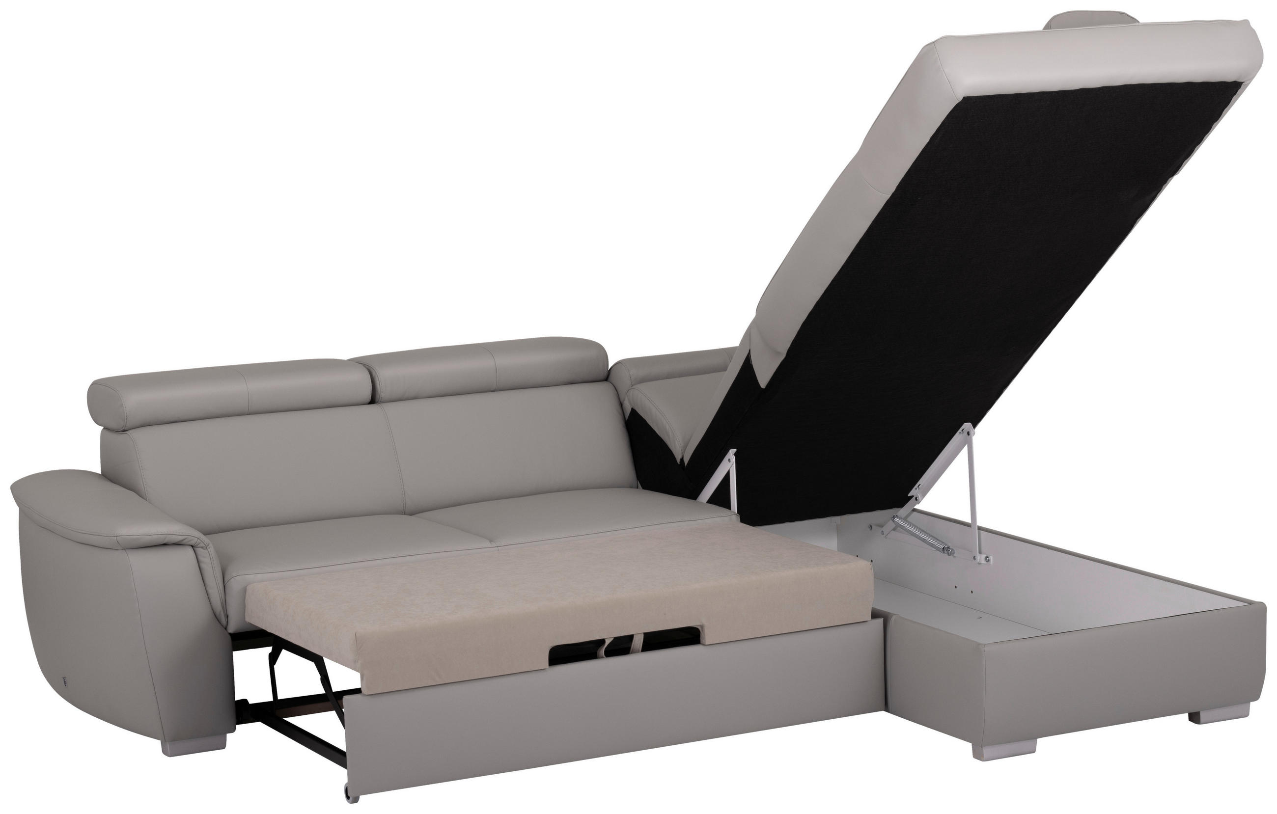 SEDACIA SÚPRAVA, textil, koža, platinová - strieborná/platinová, koža/drevo (262/211cm) - Celina Home