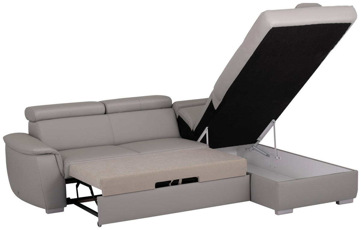 SEDACÍ SOUPRAVA, textil, kůže, platinová - barvy stříbra/platinová, dřevo/textil (262/211cm) - Celina Home