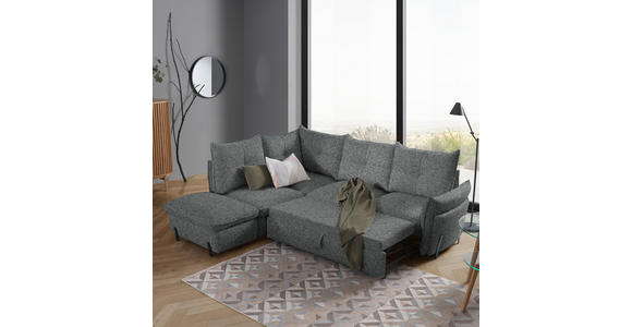 ECKSOFA in Bouclé Graublau  - Graublau/Schwarz, Design, Textil/Metall (220/250cm) - Xora