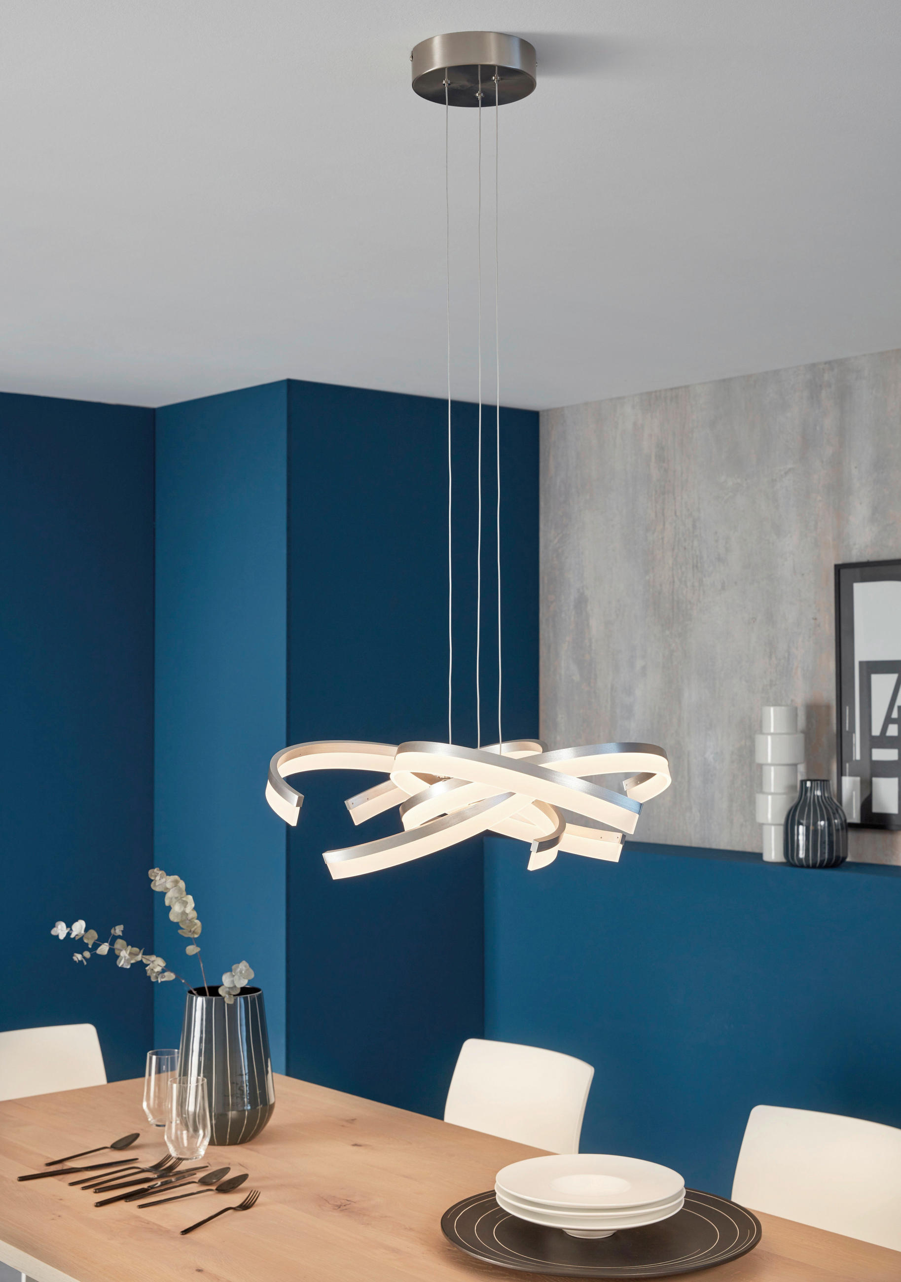 LED-HÄNGLAMPA SUND 53 cm  - nickelfärgad, Design, metall (53cm) - Fischer & Honsel