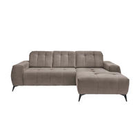 ECKSOFA in Cord Graubraun  258/180 cm  - Graubraun/Schwarz, MODERN, Textil/Metall (258/180cm) - Livetastic