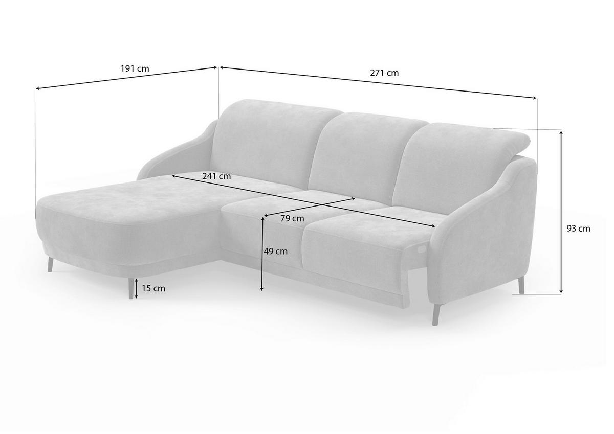 ECKSOFA BLUES V Olivgrün Samt  - Schwarz/Olivgrün, MODERN, Textil/Metall (191/271cm) - Sit & More