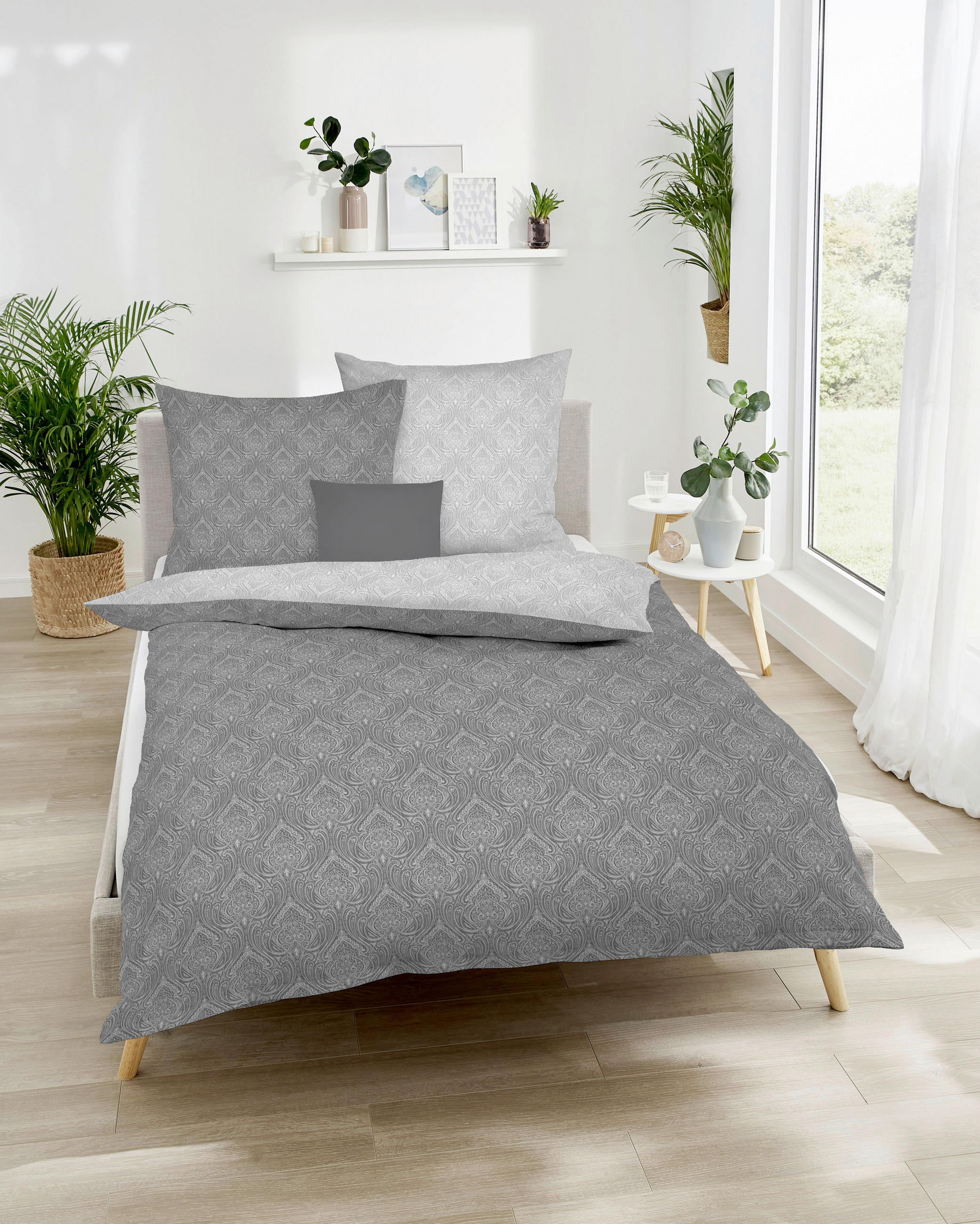 BETTWÄSCHE La Ville Makosatin 155/220 cm  - Schieferfarben, Design, Textil (155/220cm) - Kaeppel