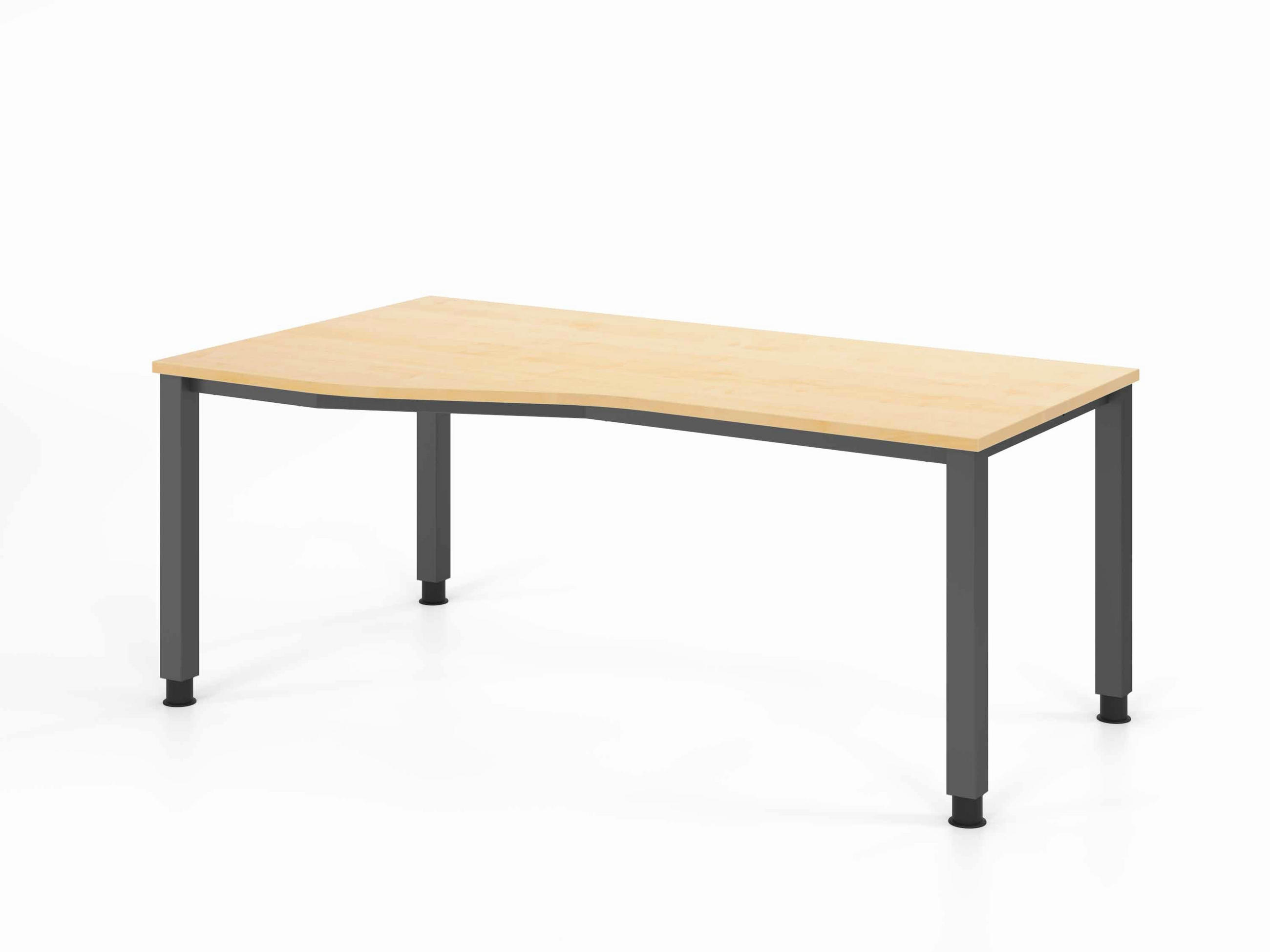 SCHREIBTISCH 180/100-80/68,5-81 cm Graphitfarben, Buchefarben mechanisch höhenverstellbar  - Buchefarben/Graphitfarben, Basics, Holzwerkstoff/Metall (180/100-80/68,5-81cm) - Venda