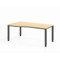 SCHREIBTISCH 180/100-80/68,5-81 cm Graphitfarben, Ahornfarben mechanisch höhenverstellbar  - Ahornfarben/Graphitfarben, Basics, Holzwerkstoff/Metall (180/100-80/68,5-81cm) - Venda